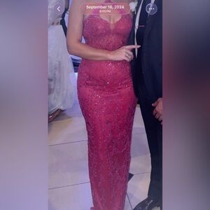 Embellished Fuchsia Beaded Evening Gown